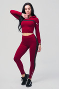 Оптом Спортивный костюм для фитнеса женский бордового цвета 212912Bo в Сочи, фото 4
