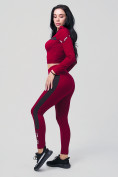 Оптом Спортивный костюм для фитнеса женский бордового цвета 212912Bo в Сочи, фото 6