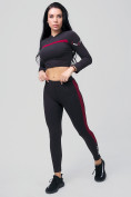 Оптом Спортивный костюм для фитнеса женский черного цвета 212912Ch, фото 7