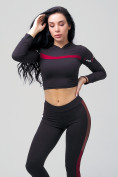 Оптом Спортивный костюм для фитнеса женский черного цвета 212912Ch, фото 9