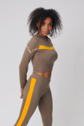 Оптом Спортивный костюм для фитнеса женский цвета хаки 212912Kh в Волгоградке, фото 11
