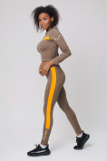 Оптом Спортивный костюм для фитнеса женский цвета хаки 212912Kh в Омске, фото 2