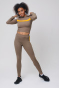 Оптом Спортивный костюм для фитнеса женский цвета хаки 212912Kh в Новосибирске, фото 4