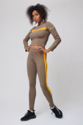 Оптом Спортивный костюм для фитнеса женский цвета хаки 212912Kh в Санкт-Петербурге, фото 7