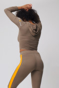 Оптом Спортивный костюм для фитнеса женский цвета хаки 212912Kh в Нижнем Новгороде, фото 9