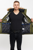 Оптом Куртка зимняя MTFORCE мужская удлиненная с мехом цвета хаки 2155-1Kh в Казани, фото 11