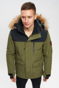 Оптом Куртка зимняя MTFORCE мужская удлиненная с мехом цвета хаки 2155-1Kh в Казани, фото 12