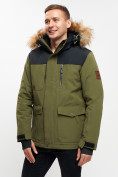 Оптом Куртка зимняя MTFORCE мужская удлиненная с мехом цвета хаки 2155-1Kh в Екатеринбурге