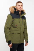 Оптом Куртка зимняя MTFORCE мужская удлиненная с мехом цвета хаки 2155-1Kh в Казани, фото 9