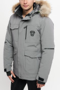 Оптом Куртка зимняя мужская удлиненная с мехом серого цвета 2159-1Sr в Казани, фото 9