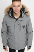 Оптом Куртка зимняя мужская удлиненная с мехом серого цвета 2159-1Sr в Казани, фото 6