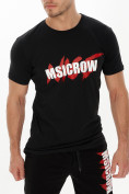 Оптом Мужские футболки с принтом черного цвета 22013Ch в Казани