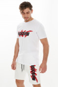 Оптом Мужские футболки с принтом белого цвета 22013Bl в Екатеринбурге, фото 2