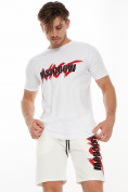 Оптом Мужские футболки с принтом белого цвета 22013Bl в Казани, фото 5