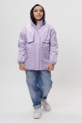 Оптом Куртка демисезонная для девочки фиолетового цвета 22001F в Казани, фото 10