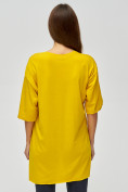 Оптом Женские футболки туники желтого цвета 22003J в Казани, фото 5