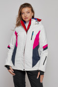 Оптом Горнолыжная куртка женская зимняя белого цвета 2201-1Bl в Перми