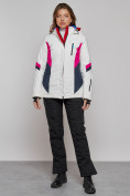 Оптом Горнолыжная куртка женская зимняя белого цвета 2201-1Bl в Перми, фото 12
