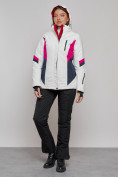 Оптом Горнолыжная куртка женская зимняя белого цвета 2201-1Bl, фото 16