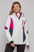 Оптом Горнолыжная куртка женская зимняя белого цвета 2201-1Bl во Владивостоке, фото 2