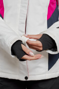Оптом Горнолыжная куртка женская зимняя белого цвета 2201-1Bl в  Красноярске, фото 5
