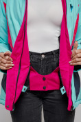 Оптом Горнолыжная куртка женская зимняя бирюзового цвета 2201-1Br в Санкт-Петербурге, фото 10