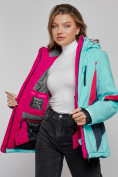 Оптом Горнолыжная куртка женская зимняя бирюзового цвета 2201-1Br, фото 11