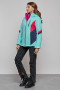 Оптом Горнолыжная куртка женская зимняя бирюзового цвета 2201-1Br, фото 14