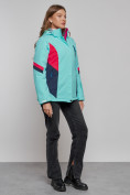 Оптом Горнолыжная куртка женская зимняя бирюзового цвета 2201-1Br, фото 15