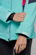 Оптом Горнолыжная куртка женская зимняя бирюзового цвета 2201-1Br, фото 5
