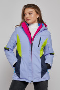 Оптом Горнолыжная куртка женская зимняя фиолетового цвета 2201-1F, фото 3