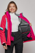Оптом Горнолыжная куртка женская зимняя розового цвета 2201-1R, фото 10