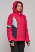 Оптом Горнолыжная куртка женская зимняя розового цвета 2201-1R, фото 17