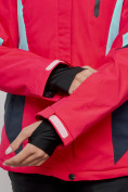 Оптом Горнолыжная куртка женская зимняя розового цвета 2201-1R в Ульяновске, фото 4