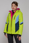 Оптом Горнолыжная куртка женская зимняя салатового цвета 2201-1Sl в Кемерово, фото 2