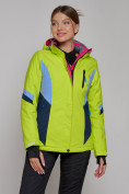 Оптом Горнолыжная куртка женская зимняя салатового цвета 2201-1Sl, фото 3