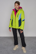 Оптом Горнолыжная куртка женская зимняя салатового цвета 2201-1Sl в Волгоградке, фото 4