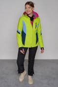 Оптом Горнолыжная куртка женская зимняя салатового цвета 2201-1Sl, фото 5
