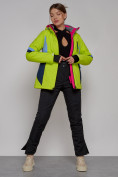 Оптом Горнолыжная куртка женская зимняя салатового цвета 2201-1Sl в  Красноярске, фото 8