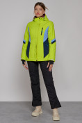 Оптом Горнолыжная куртка женская зимняя салатового цвета 2201-1Sl в Сочи, фото 9