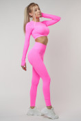 Оптом Костюм для фитнеса розового цвета 22091R, фото 5