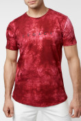 Оптом Мужская футболка варенка бордового цвета 221005Bo в Екатеринбурге