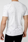 Оптом Мужская футболка с надпесью белого цвета 221038Bl в Казани, фото 4