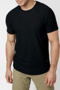 Оптом Однотонная футболка черного цвета 221063Ch в Казани, фото 2