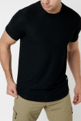 Оптом Однотонная футболка черного цвета 221063Ch в Казани