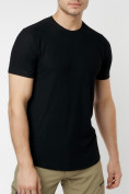Оптом Однотонная футболка черного цвета 221063Ch в Казани, фото 4