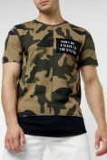 Оптом Мужская футболка с принтом камуфляж цвета 221083Kf в Казани, фото 2