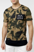 Оптом Мужская футболка с принтом камуфляж цвета 221083Kf в Казани, фото 3