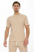Оптом Костюм штаны с футболкой бежевого цвета 221086B в  Красноярске, фото 4