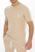 Оптом Костюм штаны с футболкой бежевого цвета 221086B в  Красноярске, фото 6